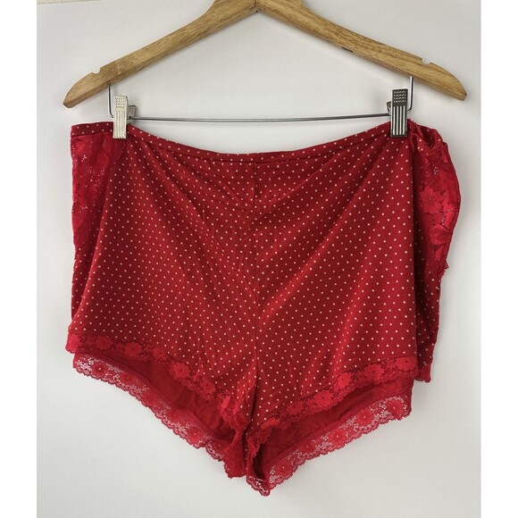 Victoria's Secret Stretch Modal Lace Back Cami Shorts Set Red Pink Polka Dot XXL - Picture 10 of 16